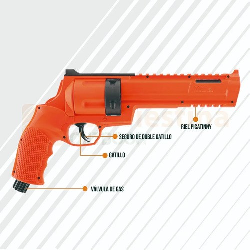 Revolver Disuasivo Defensa Umarex T4e Hdr / Tr68 Kit Calibre 1727.2 Mm Color Naranja - 6