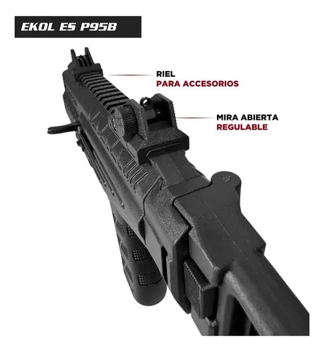 Pistola Co2 Ekol P95b 4.5mm Blowback Roni Culata Rebatible Negro 4.5 Mm - 5