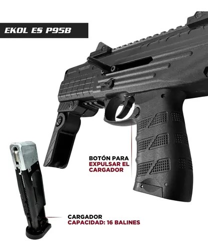Pistola Co2 Ekol P95b 4.5mm Blowback Roni Culata Rebatible Negro 4.5 Mm - 6