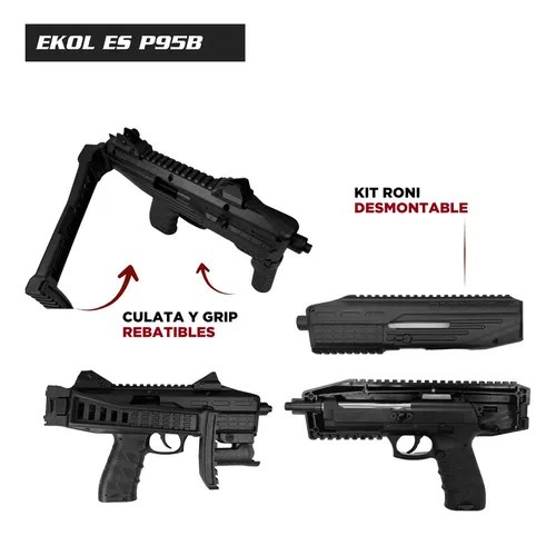 Pistola Co2 Ekol P95b 4.5mm Blowback Roni Culata Rebatible Negro 4.5 Mm - 8