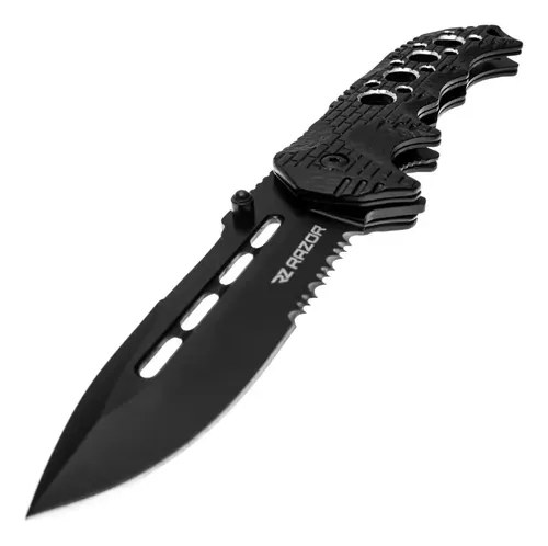 Navaja Razor Contender Semiautomática De Acero Inoxidable Para Supervivencia Y Camping Negro - 5