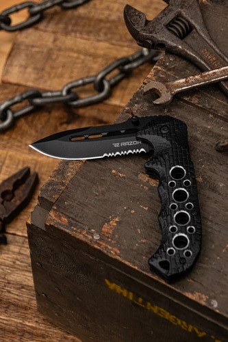 Navaja Razor Contender Semiautomática De Acero Inoxidable Para Supervivencia Y Camping Negro - 10