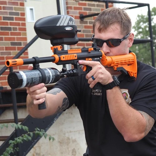 Rifle Escopeta Disuasiva Pcp .68 Sabre Mod Sl-r12 Negro Naranja 1727.2 Mm - 7