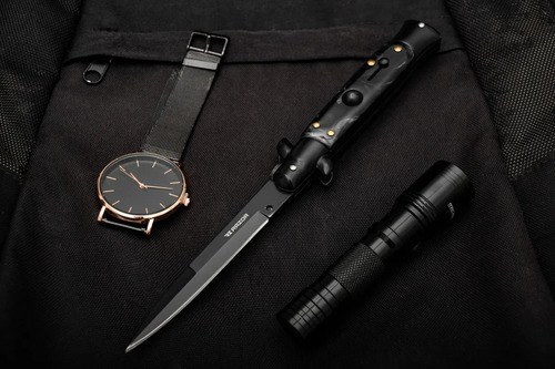 Navaja Estilete Automático Cuchillo Con Seguro Razor Color Negro - 7