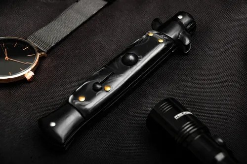 Navaja Estilete Automático Cuchillo Con Seguro Razor Color Negro - 8