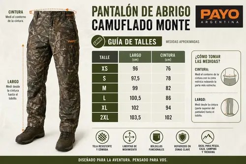 Pantalon Payo Camuflado Monte Hombre Pesca Camping Trekking Monte S - 5