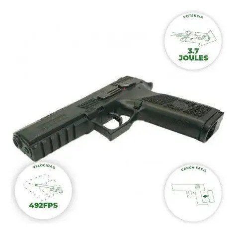 Pistola De Aire Comprimido Asg Cz P-09 Co2 4.5 Mm Blowback - 4
