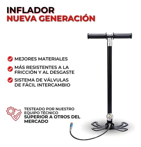 Inflador Pcp Manual Swat Airguns Sa-400 400 Bar 4 Etapas Con Manómetro Negro - 4