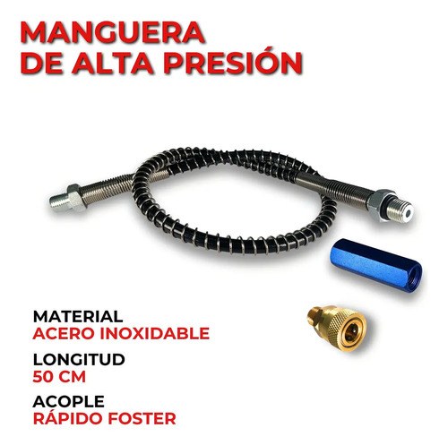 Inflador Pcp Manual Swat Airguns Sa-400 400 Bar 4 Etapas Con Manómetro Negro - 8