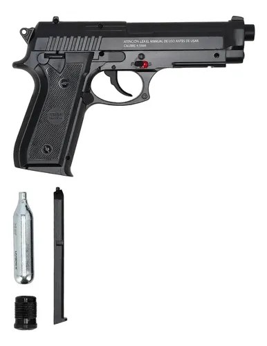 Pistola P92 4,5mm Polimero Corredera Fija Combo Laser Rbn Negro 4.5 Mm - 4