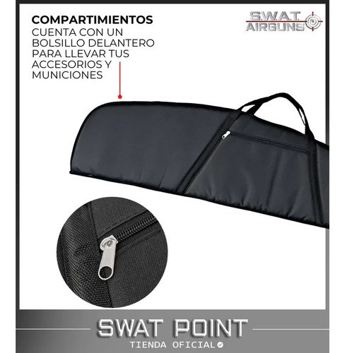 Funda Estuche Para Rifle Carabina 110 Cm Con Mira Regular Zurdo/diestro Negro - 5