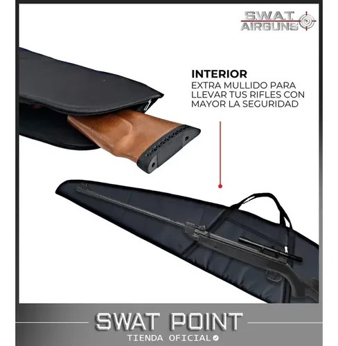 Funda Estuche Para Rifle Carabina 110 Cm Con Mira Regular Zurdo/diestro Negro - 6