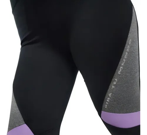 Calza Capri Pescadora Jp Sport Para Mujer Calce Ideal Negro Con Lila L - 5