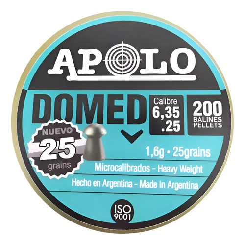 Lata Balines Apolo Domed 6.35 25 Gr X 200 Nuevo Modelo