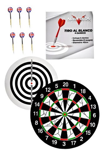 Juego Tiro Al Blanco 45 Cm Reversible Con 6 Dardos Albatros Rayas