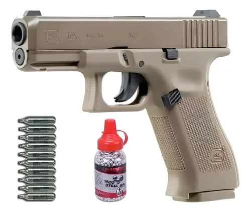 Pistola Aire Comprimido Glock 19x Co2 Blowback 18 Tiros Coyote 4.5 Mm