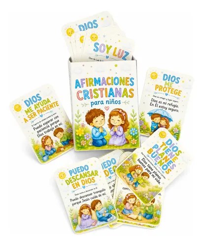 Cajita Con Tarjetas De Afirmaciones Cristianas Para Niños