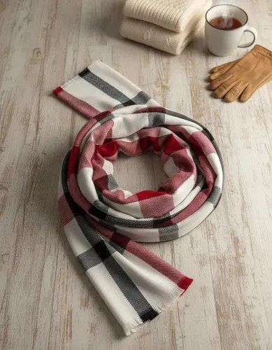 Pashmina Nube Super Abrigadas Y Suaves Rojo Blanco Y Negro 24 Único