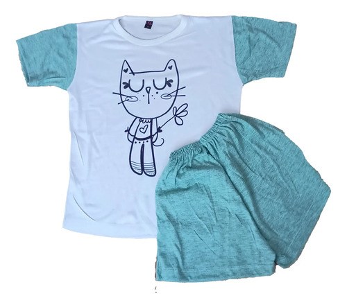 Pijama Para Niñas Estampado Gatitos Unicornios Flores