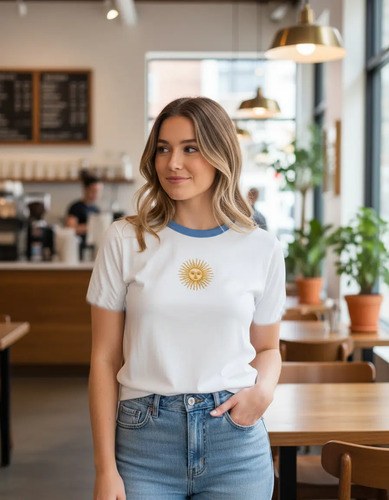 Remera De Argentina Sol De Mayo Bordado Mujer Argentina Liso