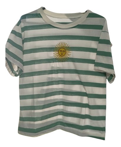 Remera De Argentina Sol De Mayo Rayas Finitas Colores Varios Verde Sol De Mayo Unico Bordado - 4