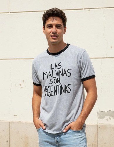 Remera Hombre Las Malvinas Son Argentinas Gris Gris Las Malvinas Son Argentinas L Lisa