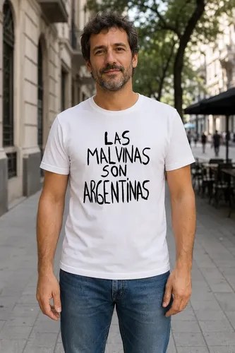 Remera Las Malvinas Son Argentina Hombre Blanco Las Malvinas Son Argentinas M Lisa