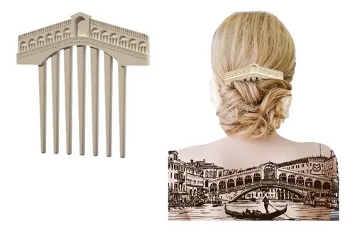 Broche 3d Para El Cabello X 3u Puente De Venecia Blanco
