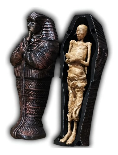 Figura Egipcia Sarcofago Y Momia Negro