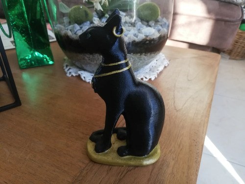 Figura Gato Egipcio 18 Cm Nivel 3d Negro - 3