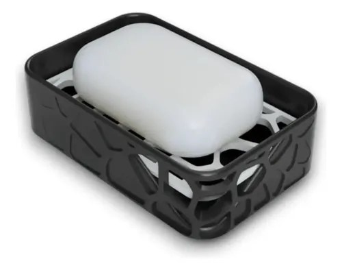 Jabonera Organizador Jabon Baño Voronoi 3d Negro