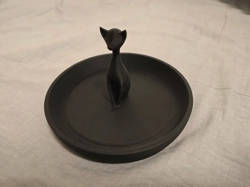 Joyero Bandeja Gatito Elegante Organizador 3d Porta Anillos Negro - 4