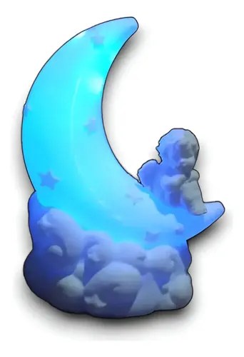 Lampara Angelito Sobre La Luna Impresion 3d Blanco