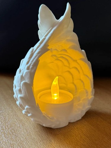 Porta Vela Led Alas De Angel Blanco