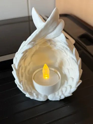 Porta Vela Led Alas De Angel Blanco - 3