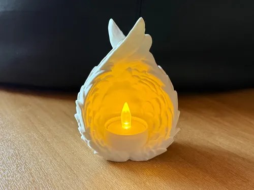 Porta Vela Led Alas De Angel Blanco - 4
