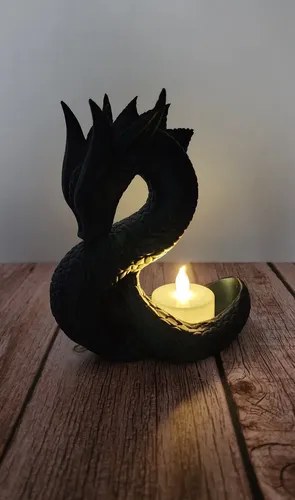 Porta Velas Led Dragon 3d Negro