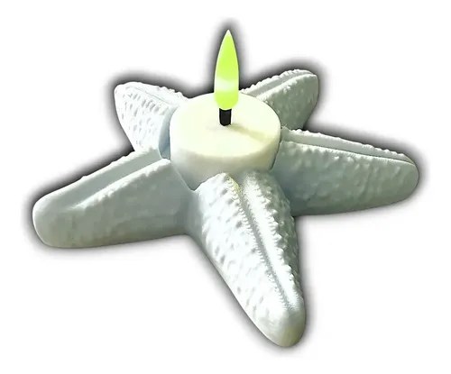Porta Velas Led Estrella De Mar 3d Blanco