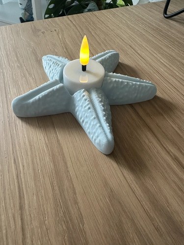 Porta Velas Led Estrella De Mar 3d Blanco - 4
