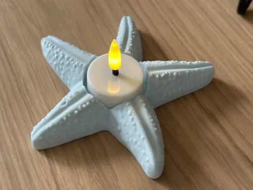 Porta Velas Led Estrella De Mar 3d Blanco - 6