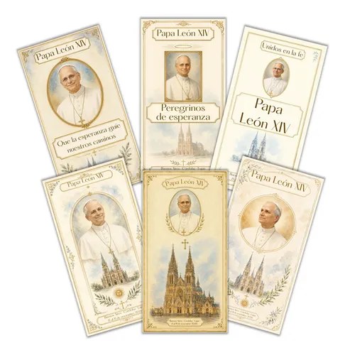 Estampitas Papa León Xiv Visita Argentina Pack X 6un