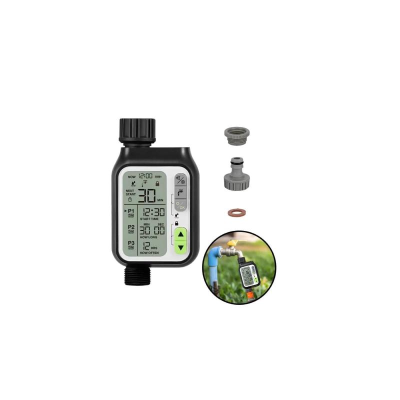 Programador De Riego Automatico Sensor Lluvia Temporizador Gris Oscuro - 4