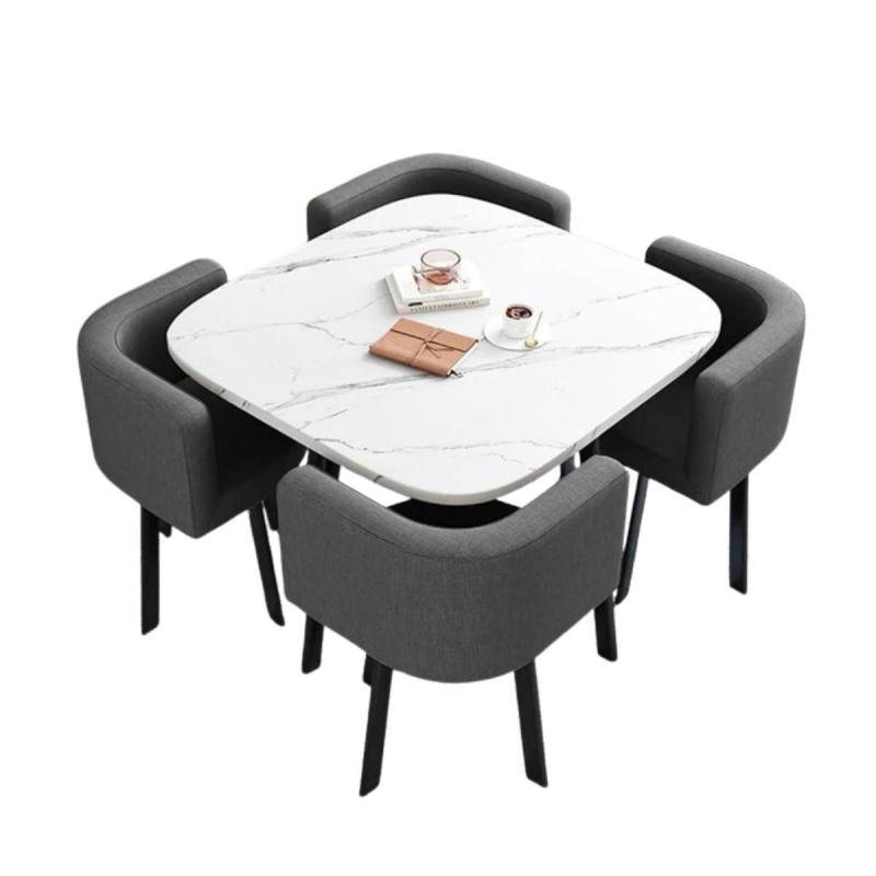 Juego Comedor Set Mesa + 4 Sillas Tapizadas Living Sillones