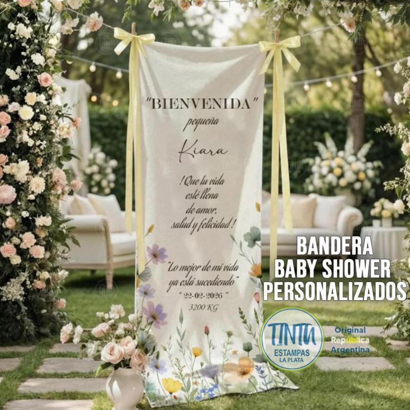 Bandera tela BABY SHOWER con tu diseño