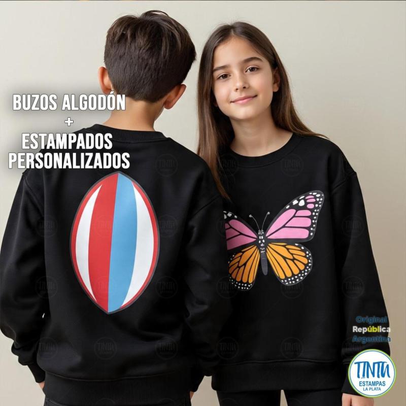 Buzos algodón estampados cuello redondos frisa personalizados