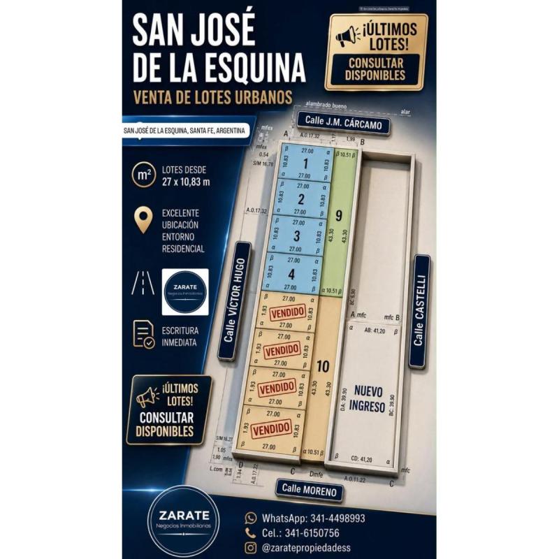 Terreno o lote en venta en san jose de la esquina
