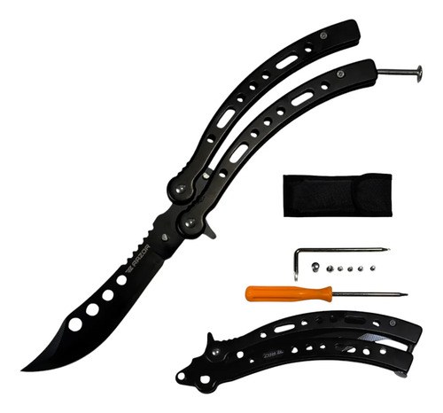 Navaja Mariposa Curva Razor Con Funda Y Repuestos Negro