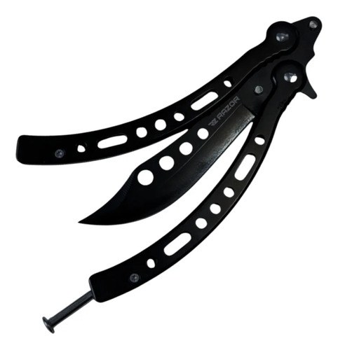 Navaja Mariposa Curva Razor Con Funda Y Repuestos Negro - 2