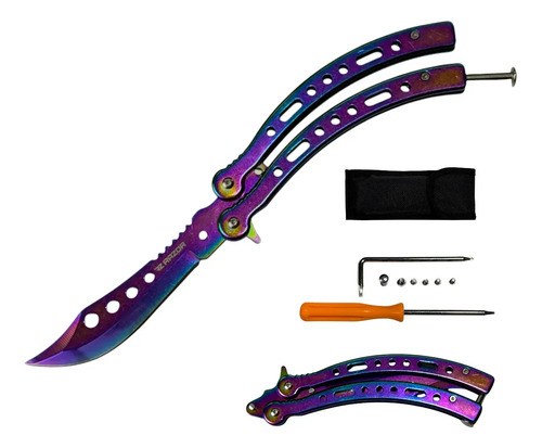 Navaja Mariposa Curva Razor Con Funda Y Repuestos Tornasol