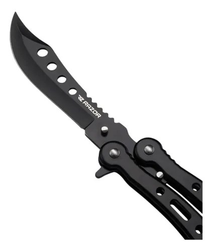 Navaja Mariposa Curva Razor Con Funda Y Repuestos Negro - 2
